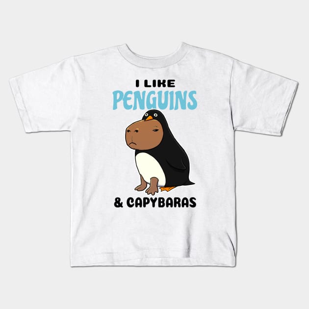 I Like Penguins and Capybaras Kids T-Shirt by capydays